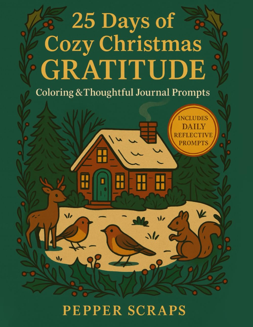 25 Days of Cozy Christmas Gratitude: A Coloring Book with Thoughtful Journal Prompts for a Meaningful Holiday Season