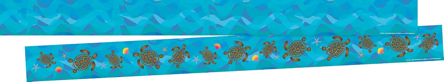 BARKER CREEK Double-Sided Border 3-Pack, Kai Ola Sea Turtles, Decorate Galore with 105' of Border, Coordinating Designs Printed On Both Sides for Twice The Value, 3" x 105' (4307)