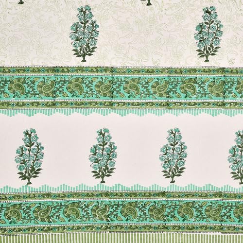 Image of BLOCKS OF INDIA Hand Block Printed Cotton Daylight Curtains with Eyelets(Set of 2 Curtains, Block 3, 7 Feet /Door, Semi Sheer, Multicolor)