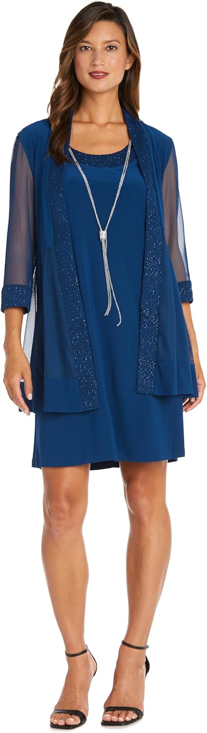 R&M Richards Sparkly Shift Dress and Jacket Set