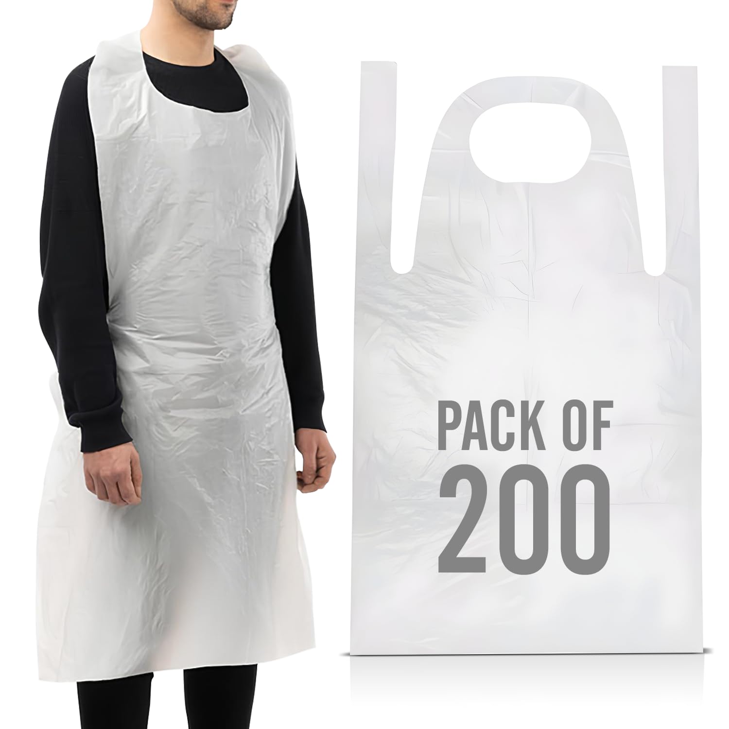 Rap Gloves White Multipurpose Disposable Aprons Roll & Flat Pack – Strong, Comfortable & Waterproof – Perfect For Catering, Hospitality, Clinics & Workplace Protect (200, Flat Pack)