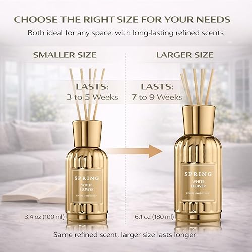 Miniatura 6 de SPRING Juego de difusor de varillas – Fragancia casera de lujo de larga duración | Fragancia fabricada en Francia | Aroma de flor blanca (Lirio,