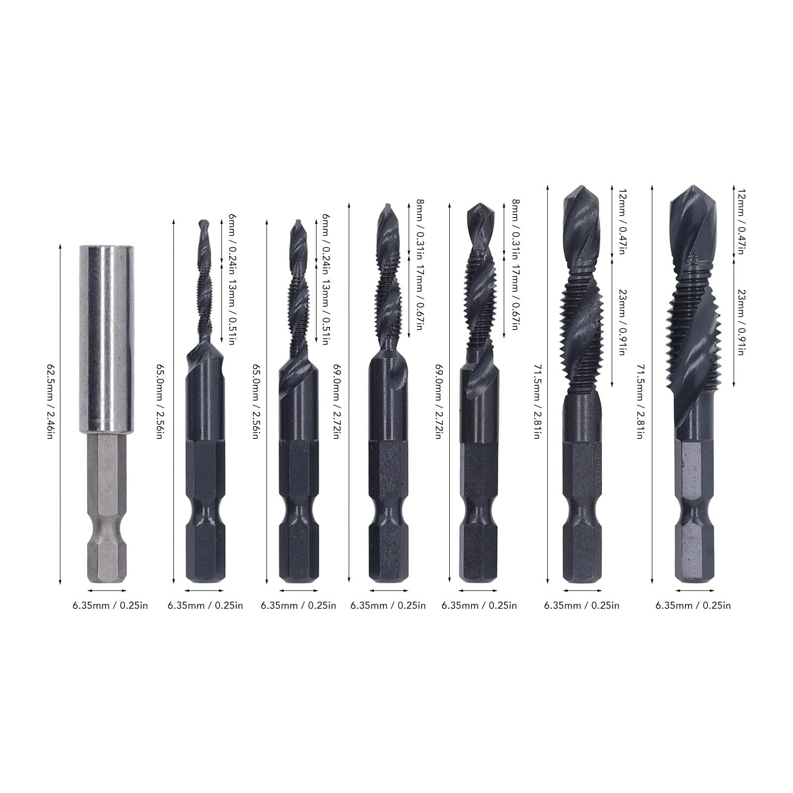 Set di punte per trapano con codolo esagonale, trapano combinato professionale 3 in 1 set di punte per piastrelle per ghisa, vetro, mattoni, cemento, legno, plastica, cemento