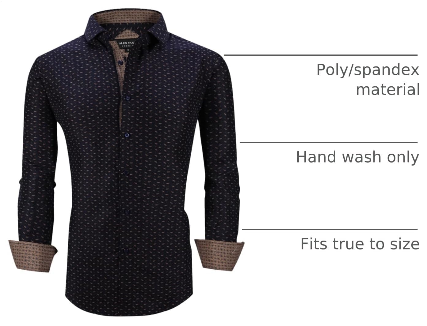 Alex Vando Mens Printed Dress Shirts Regular Fit Casual Button Down Shirt image 4