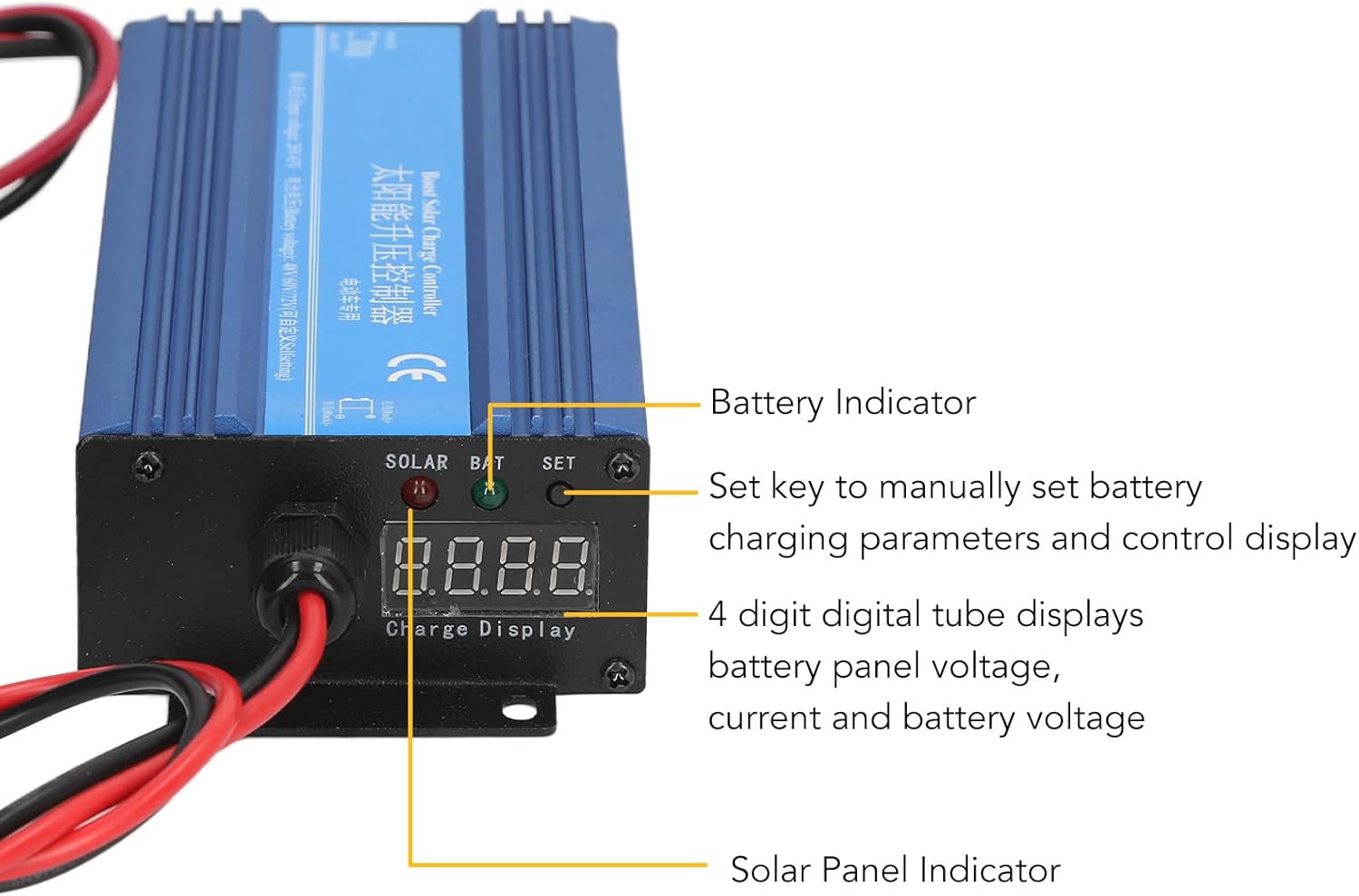 Focket Solar Controller, 600W 48V 60V 72V Boost MPPT Adjustable Solar Panel Regulator with Display, Solar Controller for E Bike Lithium Battery, Multiple Protections