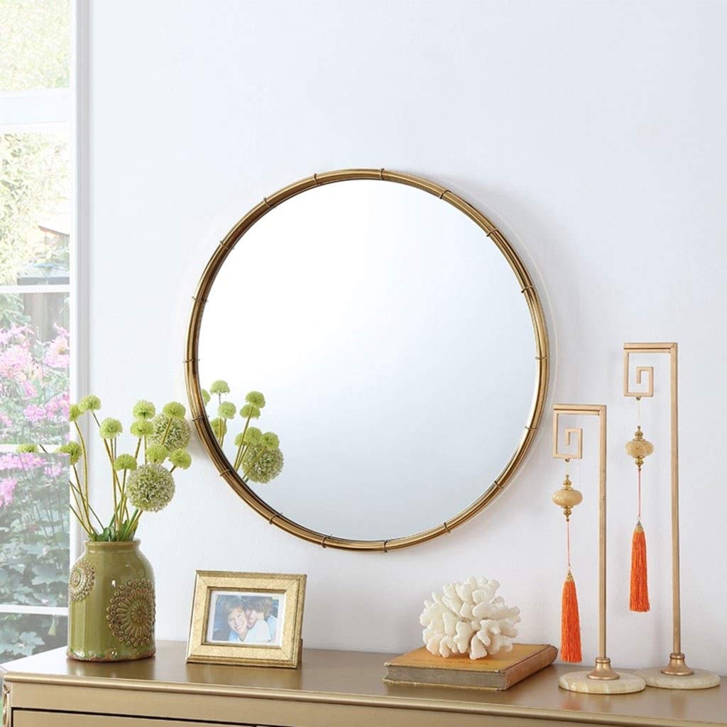 Specchio Espejo de baño Redondo colgante, espejos de pared HD con Marco de Acero inoxidable y Metal, Ideal para pasillos y baños (80 cm)