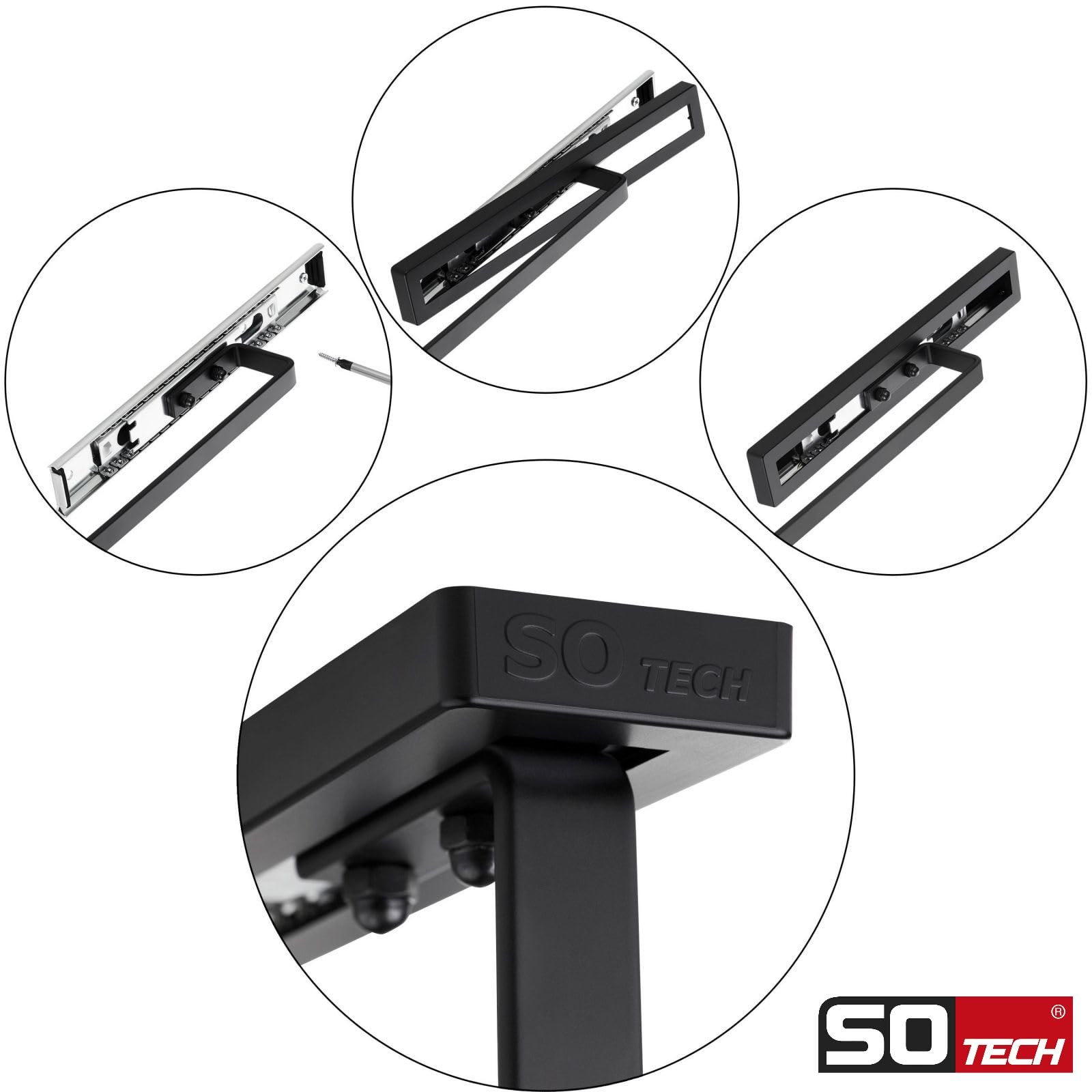 SOTECH Toallero extraíble Style de 1 Brazo Negro 415 mm de extensión 300 mm Toallero para Montaje Lateral y bajo Lavabo en baño y Cocina