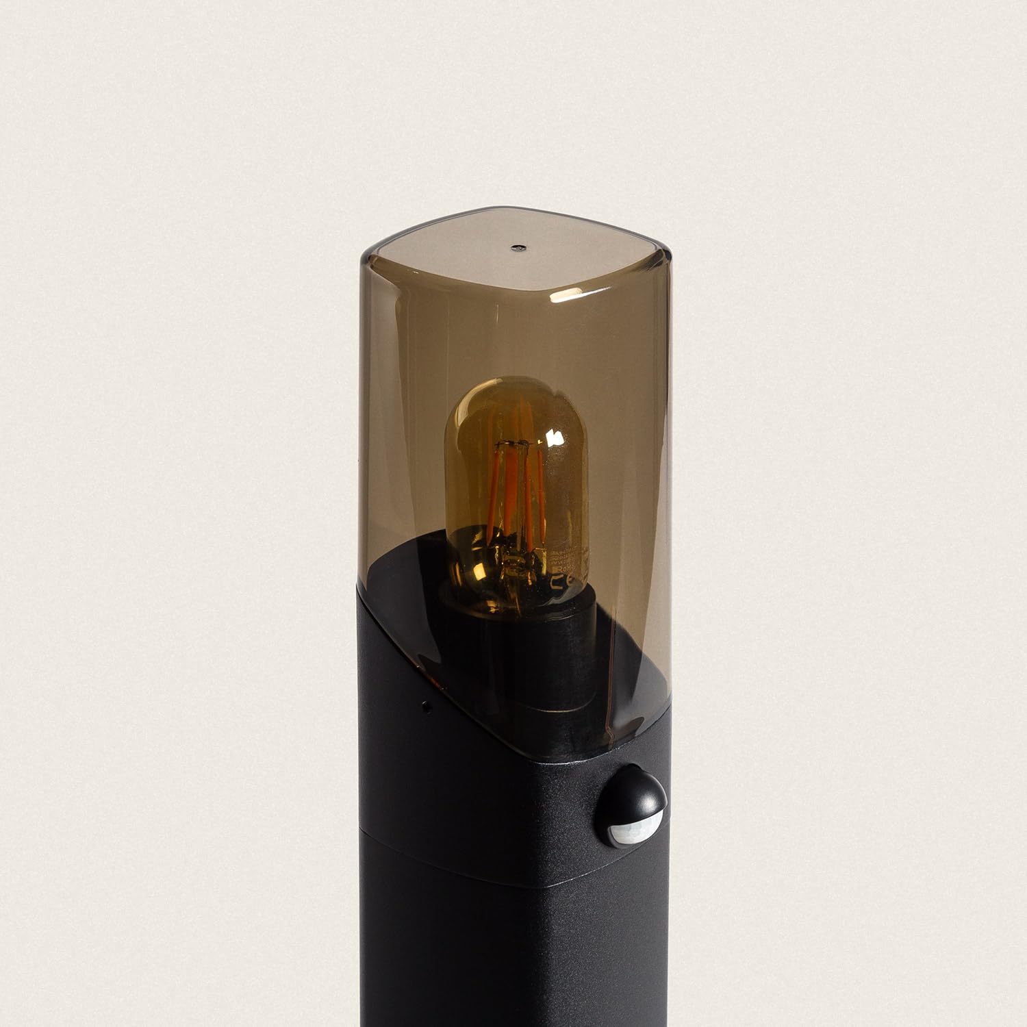 LEDKIA LIGHTING Baliza de Pie Exterior 60cm Aluminio con Sensor PIR Pelly Negro E27