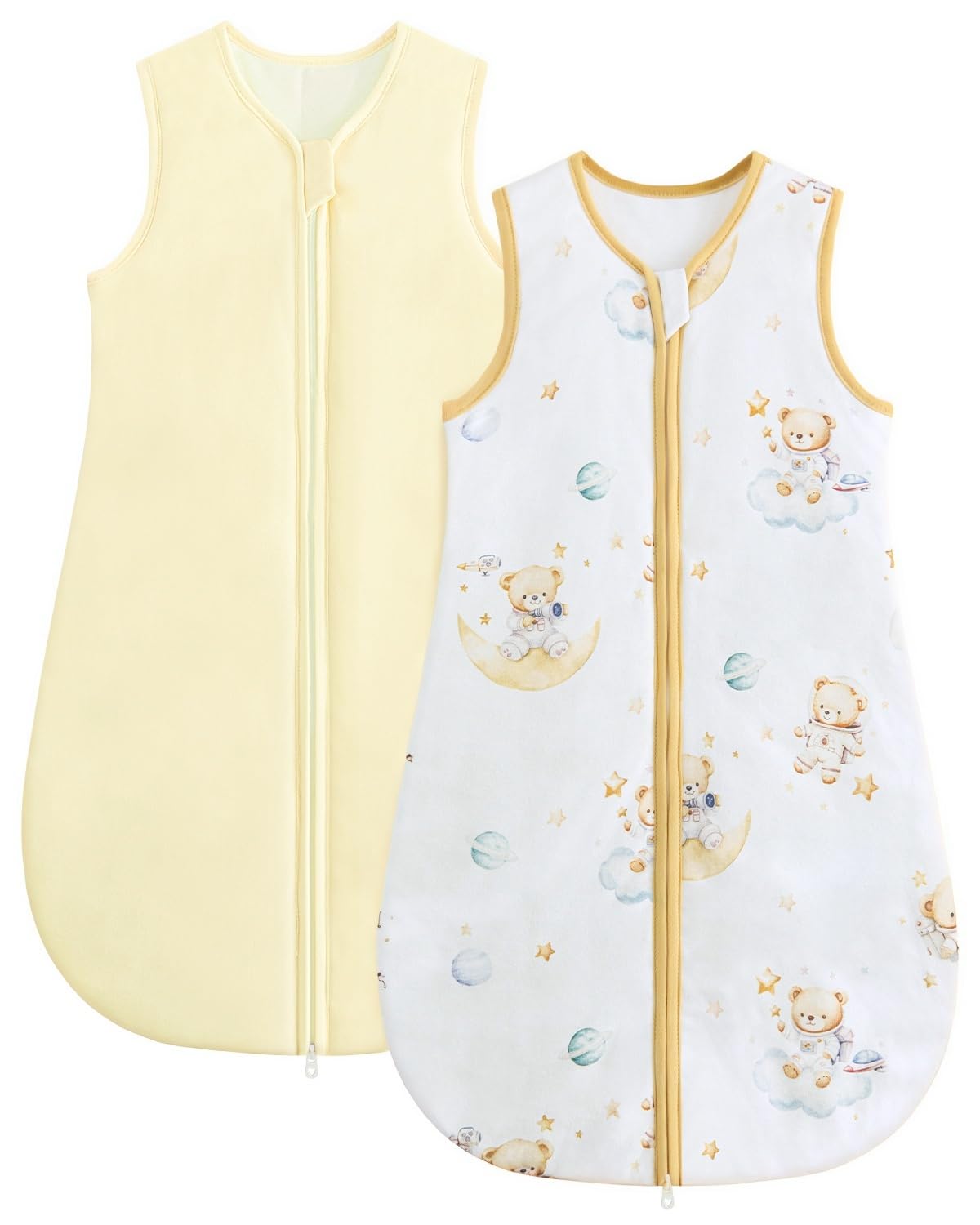 WYTbaby Baby Sleeping Bag, 1.5 Tog Cotton Sleep Sack, Baby Wearable Blanket for Newborn & Infant Beige Bear 0-6 Months