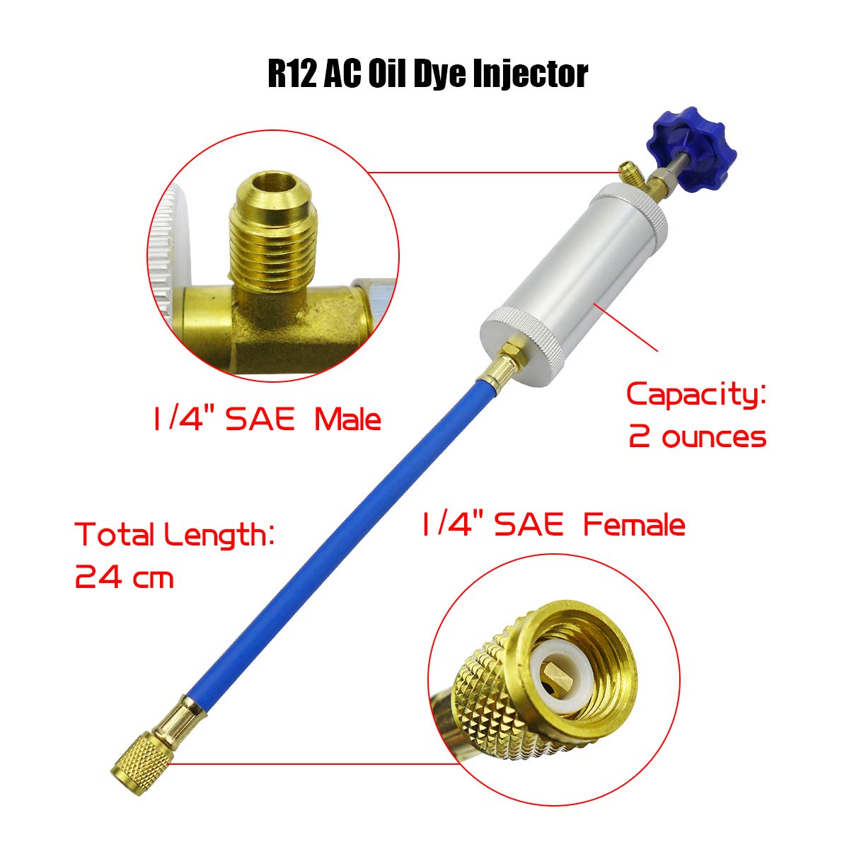 Injecteur D'huile Et Colorant MoreChioce Pour Climatisation Auto - Compatible R134A 6,35mm