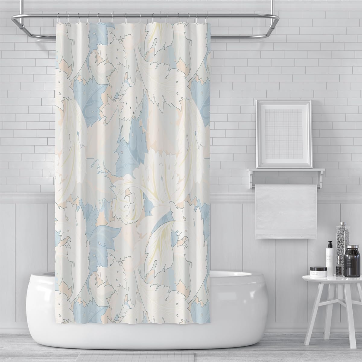 Cortina de Ducha Estilo Morris Acanto Crema Azul 150x200cm