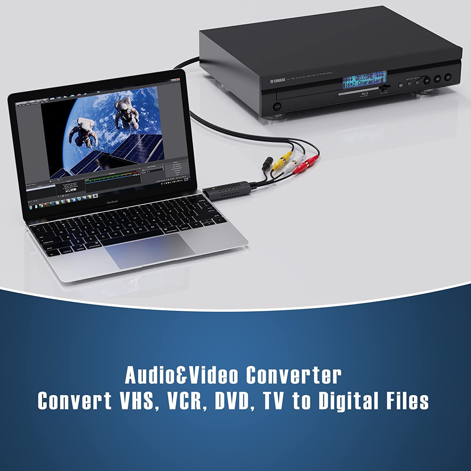Tarjeta de captura, dispositivo de tarjeta de captura de video USB, convertidor de audio y video para RCA a USB-Convert VHS Mini DV VCR Hi8 DVD a digital, para PC, TV, reproductor de cinta