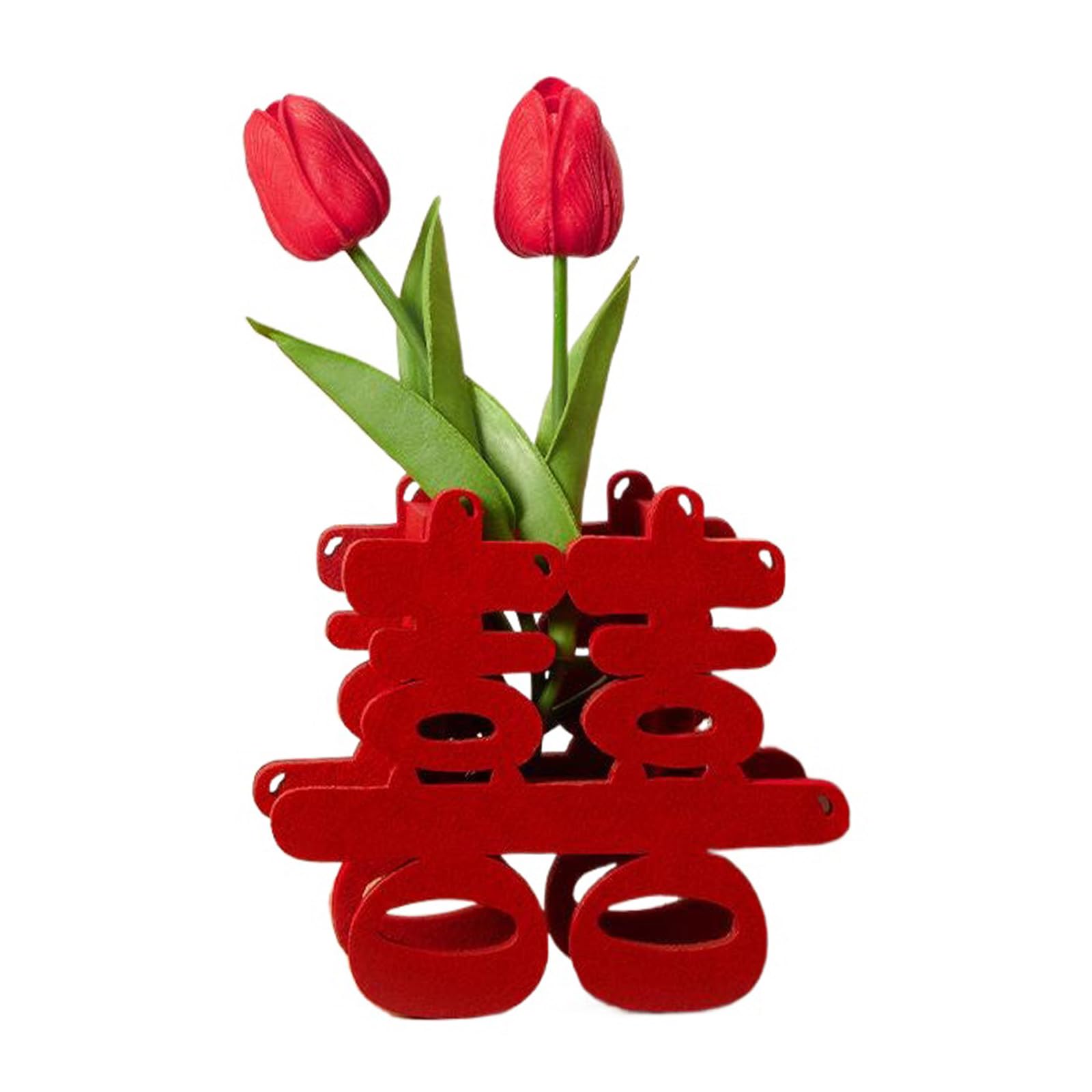 carotoe Happiness Character Ornament Chinese Wedding Happiness Character Decoration with Artificial Flower for Wedding Traditional Chinese