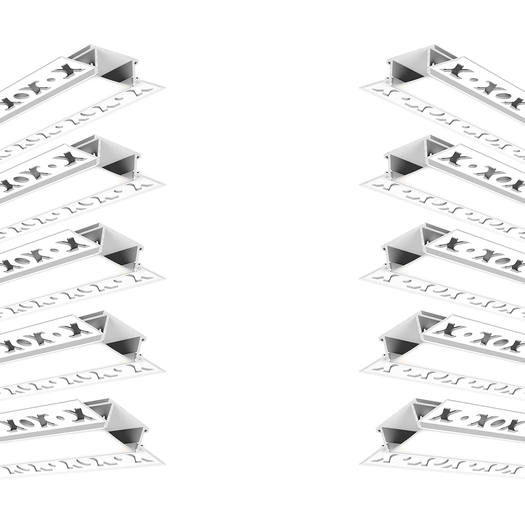 G.W.S® Plaster-in Trimless Recessed LED Profile, 10-Pack Aluminium Channel for LED Strip Light, 1 Metre 61.45mmx14mm (122-C6214)
