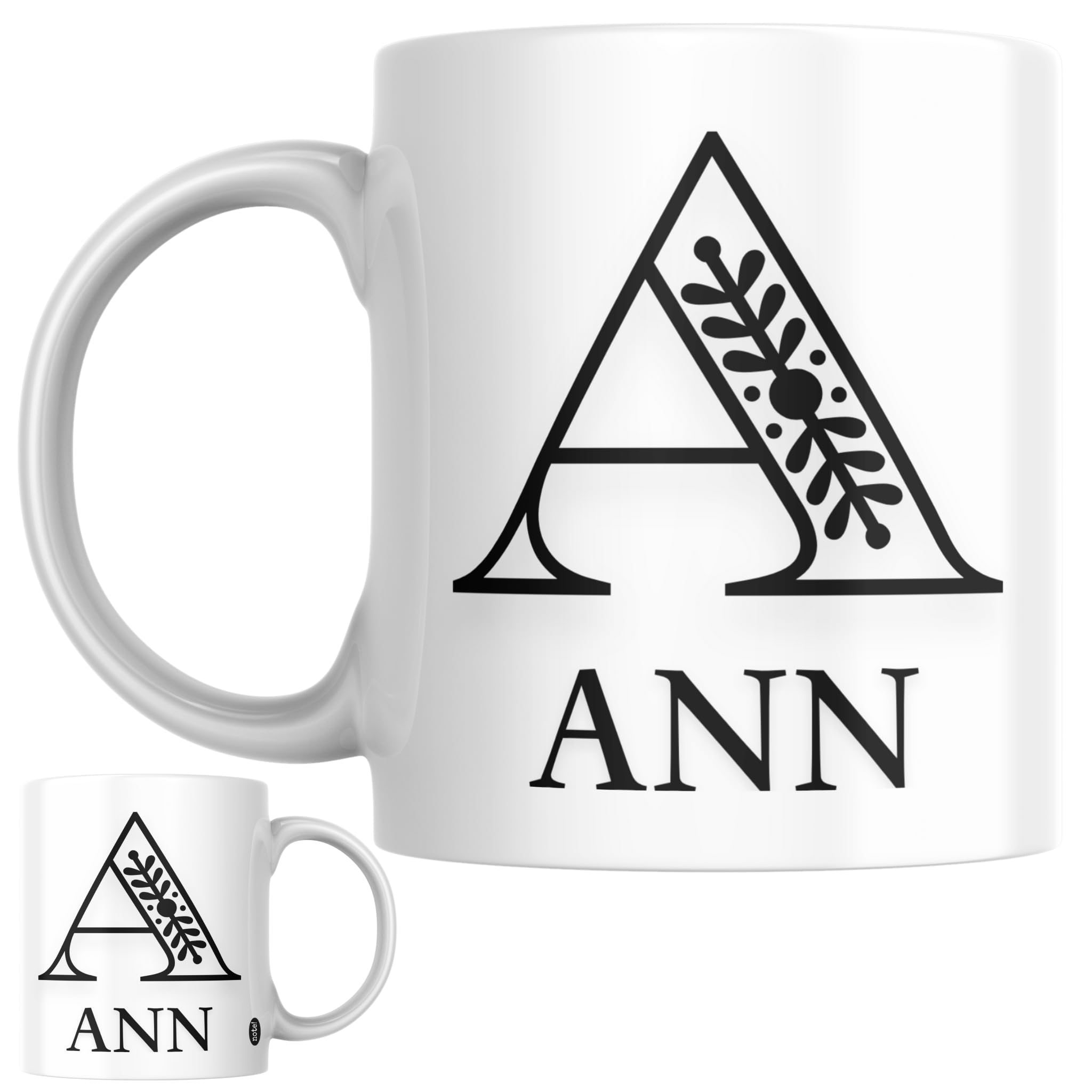 Designs of note! Ann Personalised Initial Name Mug | Letter A Decorative Coffee Cup for Her | Novelty Elegant Gift for Women or Girls Called Ann