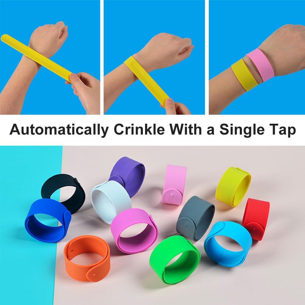 Didiseaon 12 Pièces Bracelets Slap Silicone Noir Bracelets DIY à