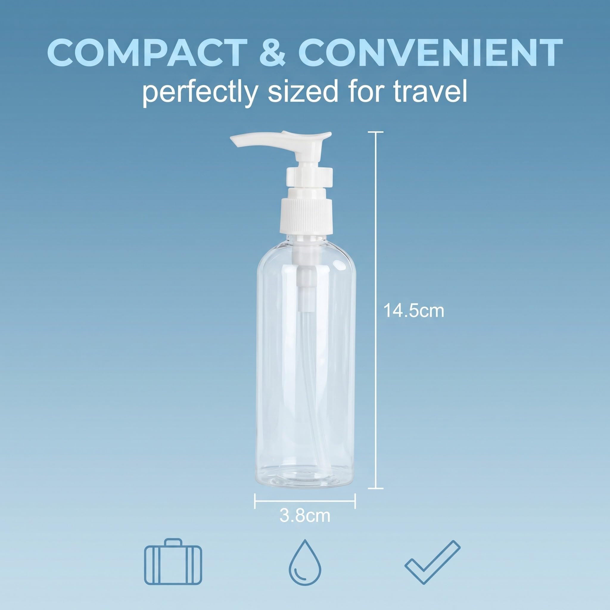 6 Pezzi flaconi pompa airless 100ml, erogatore pompa in plastica trasparente riutilizzabile, flaconi da viaggio vuoti da riempire per cosmetici, shampoo e crema