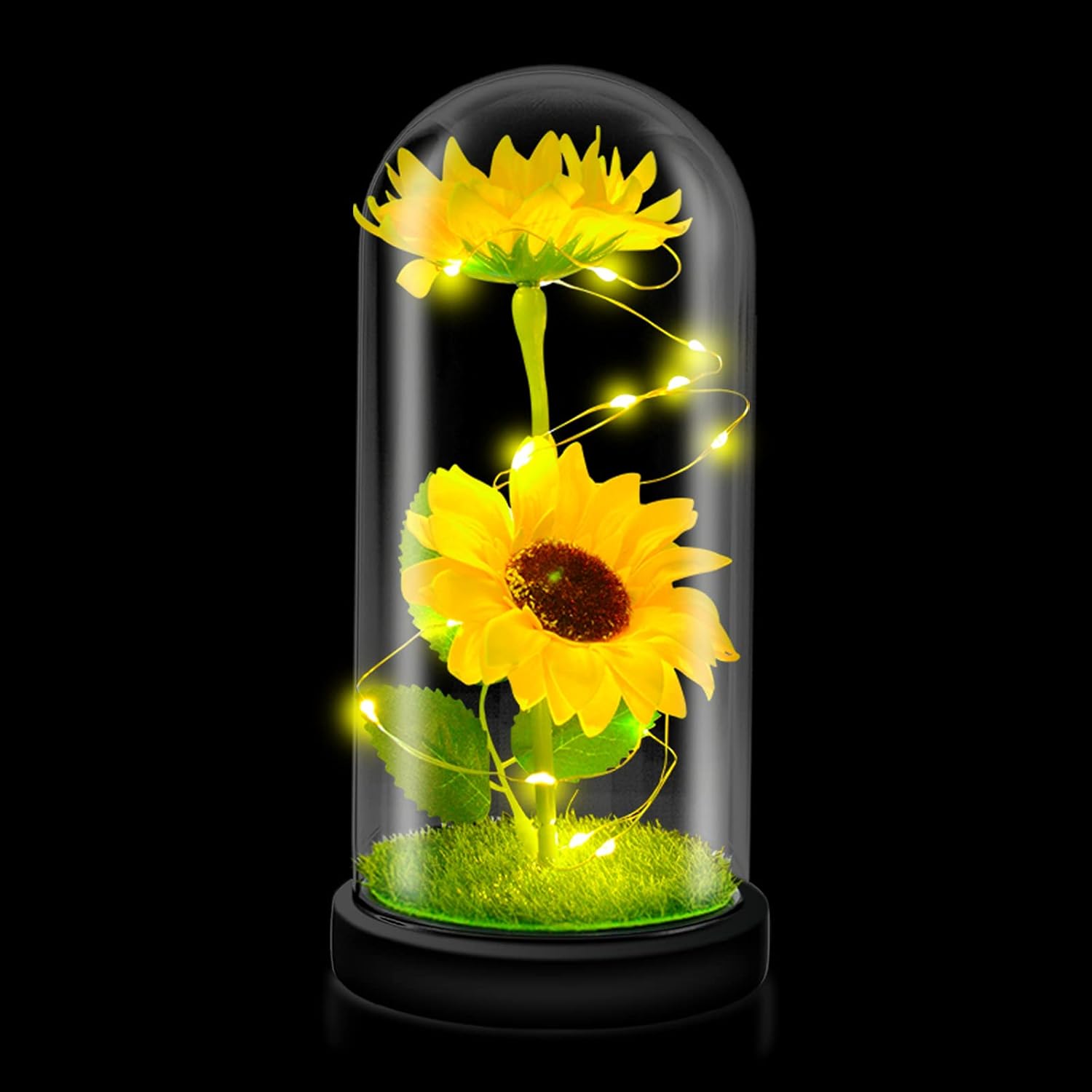 QUELIEN Sunflower Gift for Women,Sun Flowers Home Decor,Preserved Sunflower Bouquet in Glass Dome,Birthday Gifts for Her Mom - Image 5