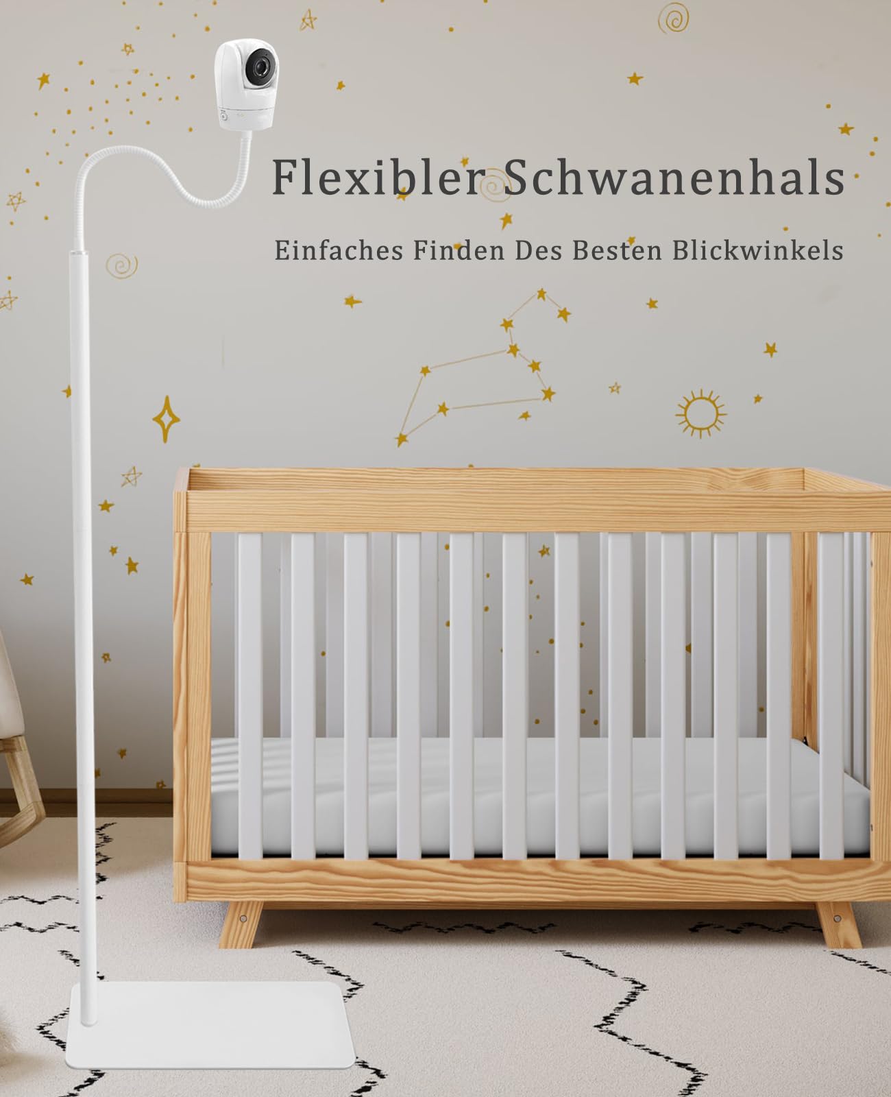 Babyphone Halterung 170 cm Höhenverstellbar Ständer kompatibel mit Nanit, Owlet, Infant Optics DXR-8 Pro, VTech, Vava, Eufy & Allen Baby Kamera mit 1/4" Gewinde