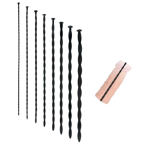 8 Sizes Urethral Sounds Silicone Penis Sounding Rods Urinary Dilator Penis Plug Urethra Stretcher Male Urethral Masturbation Rods Sex Toy for Male