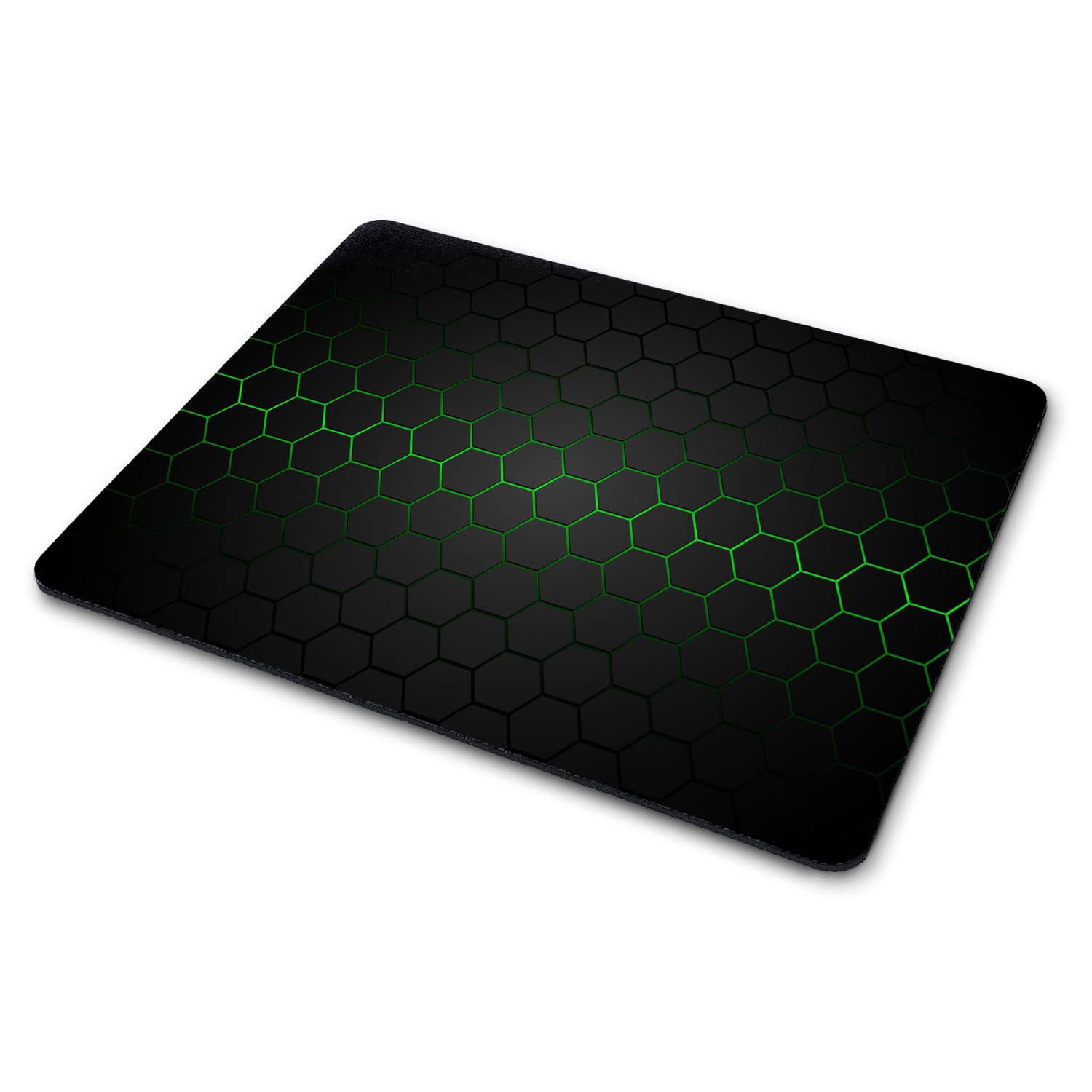 GRAVURZEILE Tappetino per il mouse stampato, design Hexagon, per ufficio e gioco, fondo in gomma antiscivolo, 23 x 19 cm, resistente, regalo per bambini e gamer, colore verde