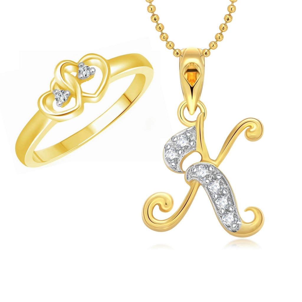 Vighnaharta valentine day gift valentineday gift for her gift for him gift for women gift for men Valentine Gift Dual Heart Ring with Initial K Letter Pendant Gold and Rhodium Plated Jewellery Combo Set (B01MS7CY0O) Amazon Price History, Amazon Price Tracker
