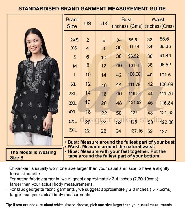 Ada Hand Embroidered Indian Chikankari Georgette Top Tunic Kurti with inner for Women A911135 - Image 3