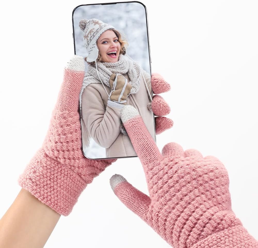 Winter Beanie Hat Scarf Gloves Set, Winter Clothes for Women, Fleece Lined Hats Touchscreen Gloves Thick Neck Warmer - Image 8