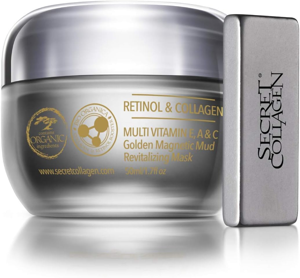 Vitamin C, E, & A Magnetic Mud Mask - Reduces Redness, Smoothes Skin, Cleanses w/Natural Ingredients Retinol, Collagen & Argan Oil