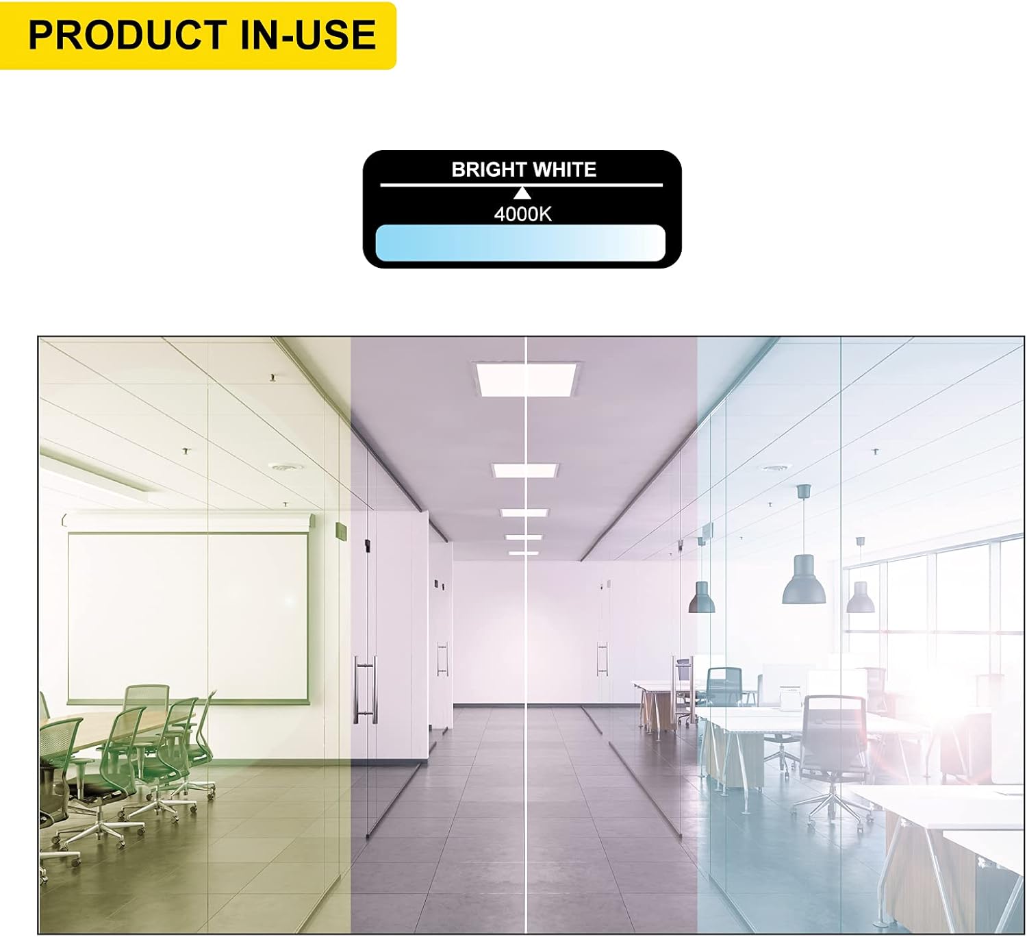 NUWATT 2x4 LED Flat Panel Light, 4000K Cool White, 5500LM, 120-277V Universal Voltage, 0-10V Dimmable LED Panel Drop Ceiling Lights DLC Certified Office Lighting, ETL, 4 Pack