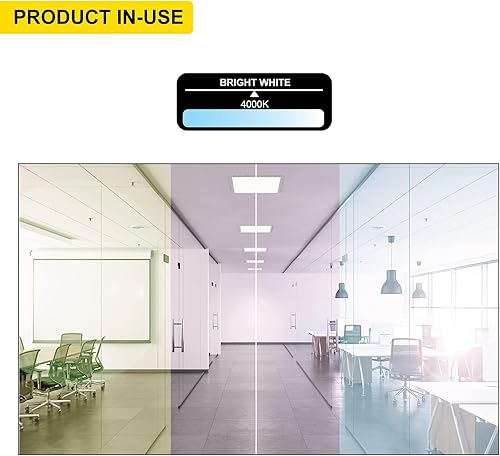 Miniatura 6 de NUWATT Paquete de 4 paneles LED de 1 x 4 para techo empotrado, 40 W, 4000 K blanco frío, súper brillante 4400 LM, 0-10 V regulable, retroiluminación