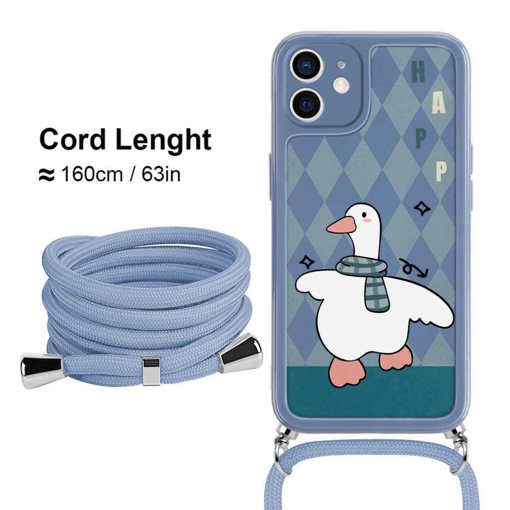 Yoedge Funda Con Cuerda Para Apple IPhone 12/12 Pro 6,1",Púrpura Claro TPU Silicona Mate Lindo Dibujos Animados Case Con Colgante Ajustable Correa De Cordón Cárcasa Para IPhone 12 Pro,Cocodrilo