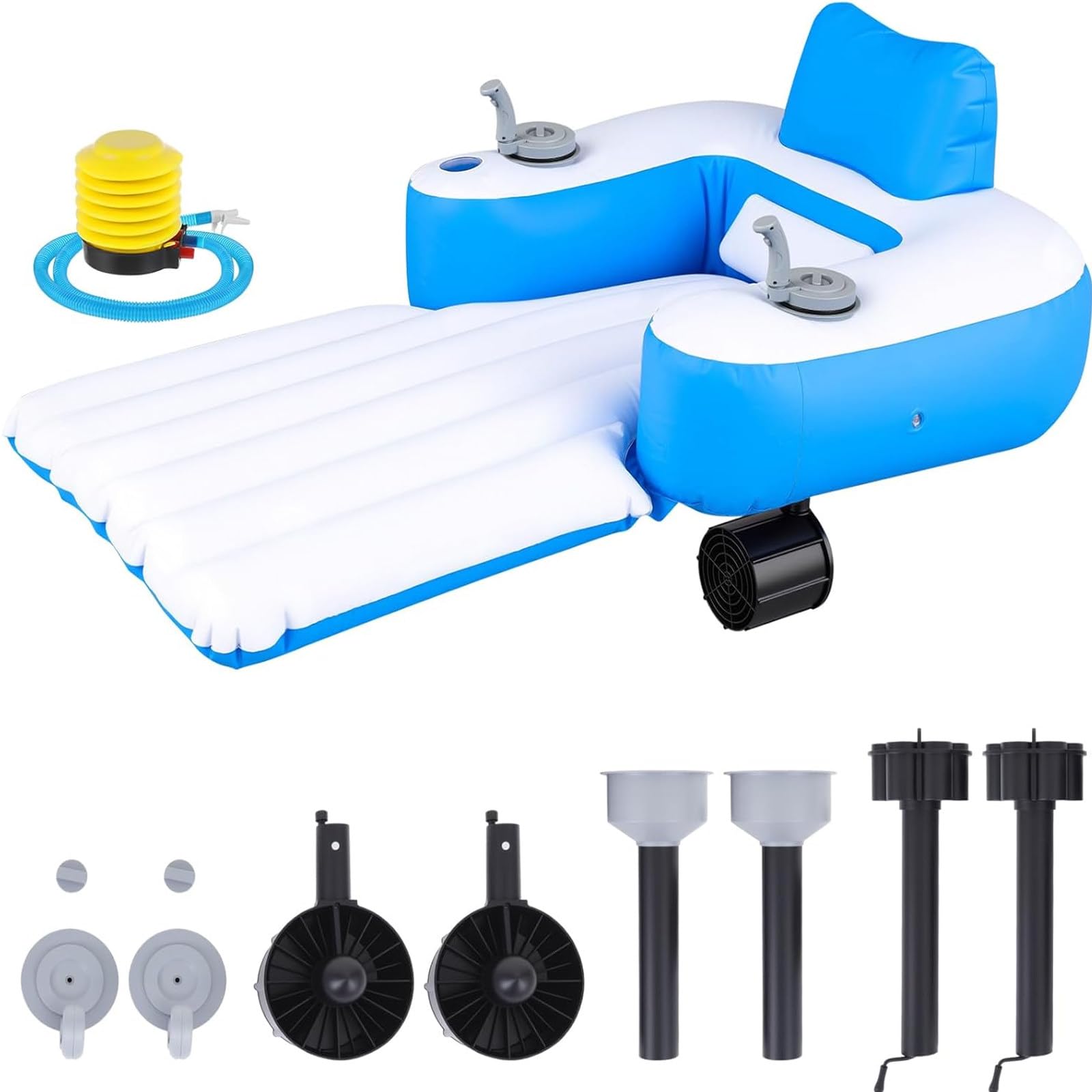 Lpoxuru Rechargeable Motorized Pool Float, Motorized Pool Lounger, Inflatable Pool Lounger for Adults with Joystick Control-360° Rotation, Dual Motor Propeller, 250 lb Capacity