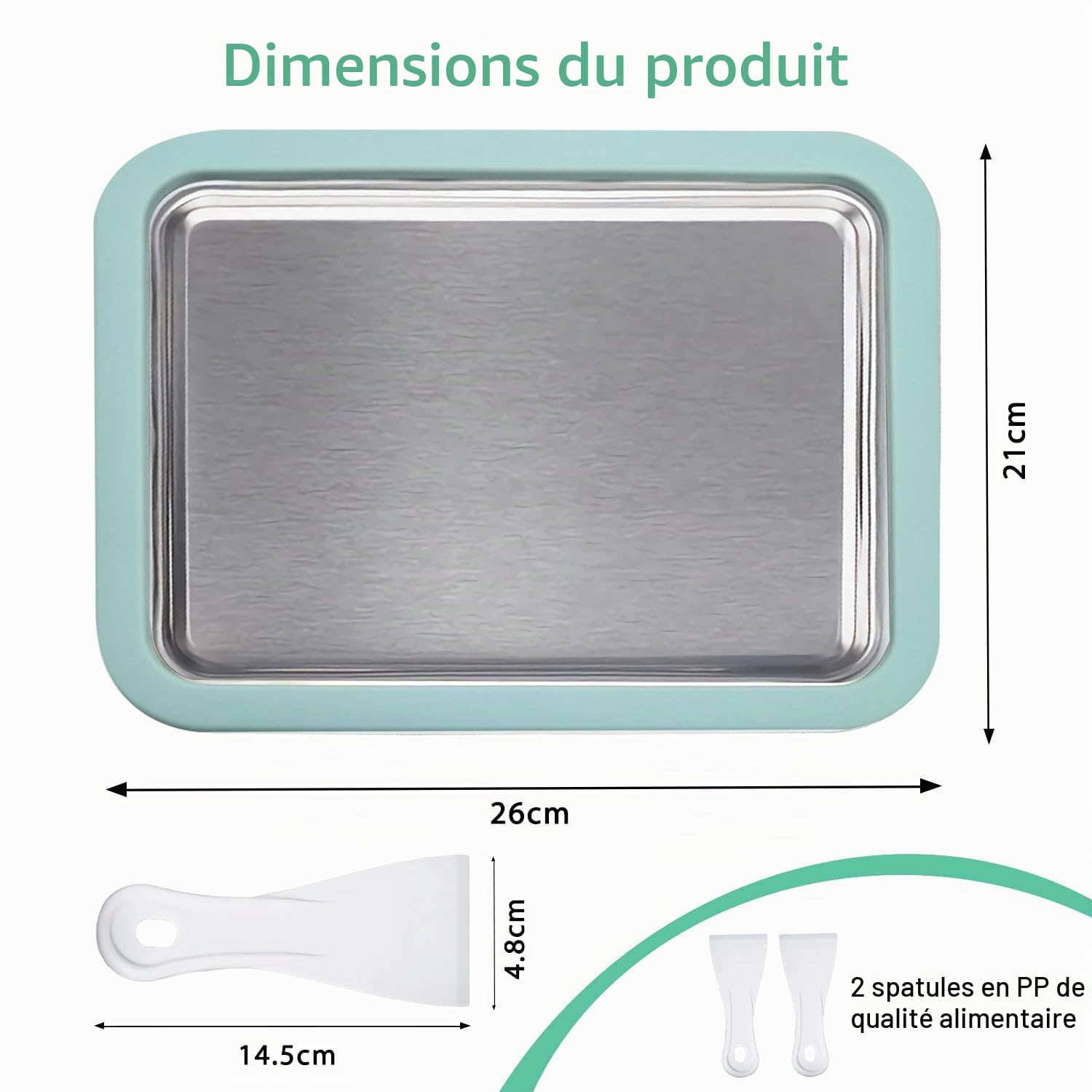 Rouleau de crème glacée XL Plaque à Glace Instantanée avec 2 Spatules, Machine à Faire De La Glace Rouleau Pour Sorbet Gelato Yaourt Congelé, Machine à Yaourt Congelé Fait Maison Bricolage
