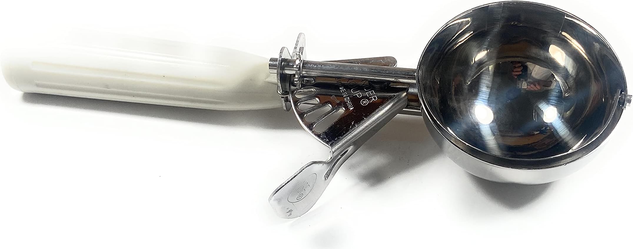 Thunder Deluxe Disher, NSF Capacity, Thumb Press, 18-8 S/S, Color Coded for Size (IVORY, 10 SLDS010 2-5/8'' Dia''.3-1/4 oz)