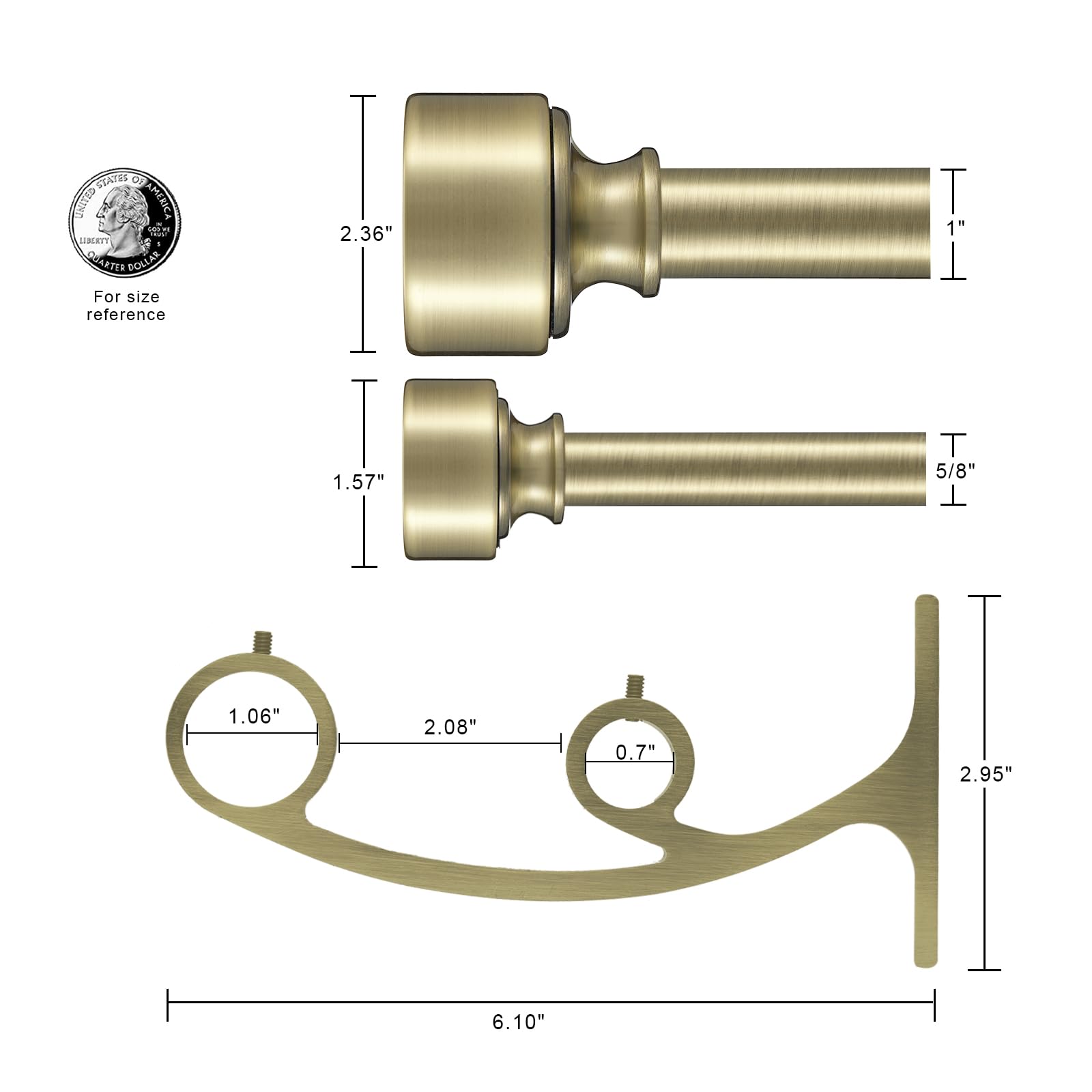 Doppio Bastone Per Tende In Bronzo Antico - Regolabile 71-122 Cm - Asta Avvolgente Per Oscuranti E Trasparenti - Supporto 13,6 Kg