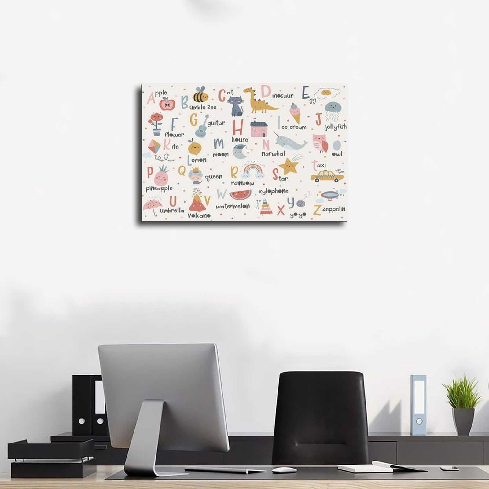 Poster éducatif sur toile pour décoration de chambre d'enfant - Motif alphabet - 61 x 91,4 cm (L x l)