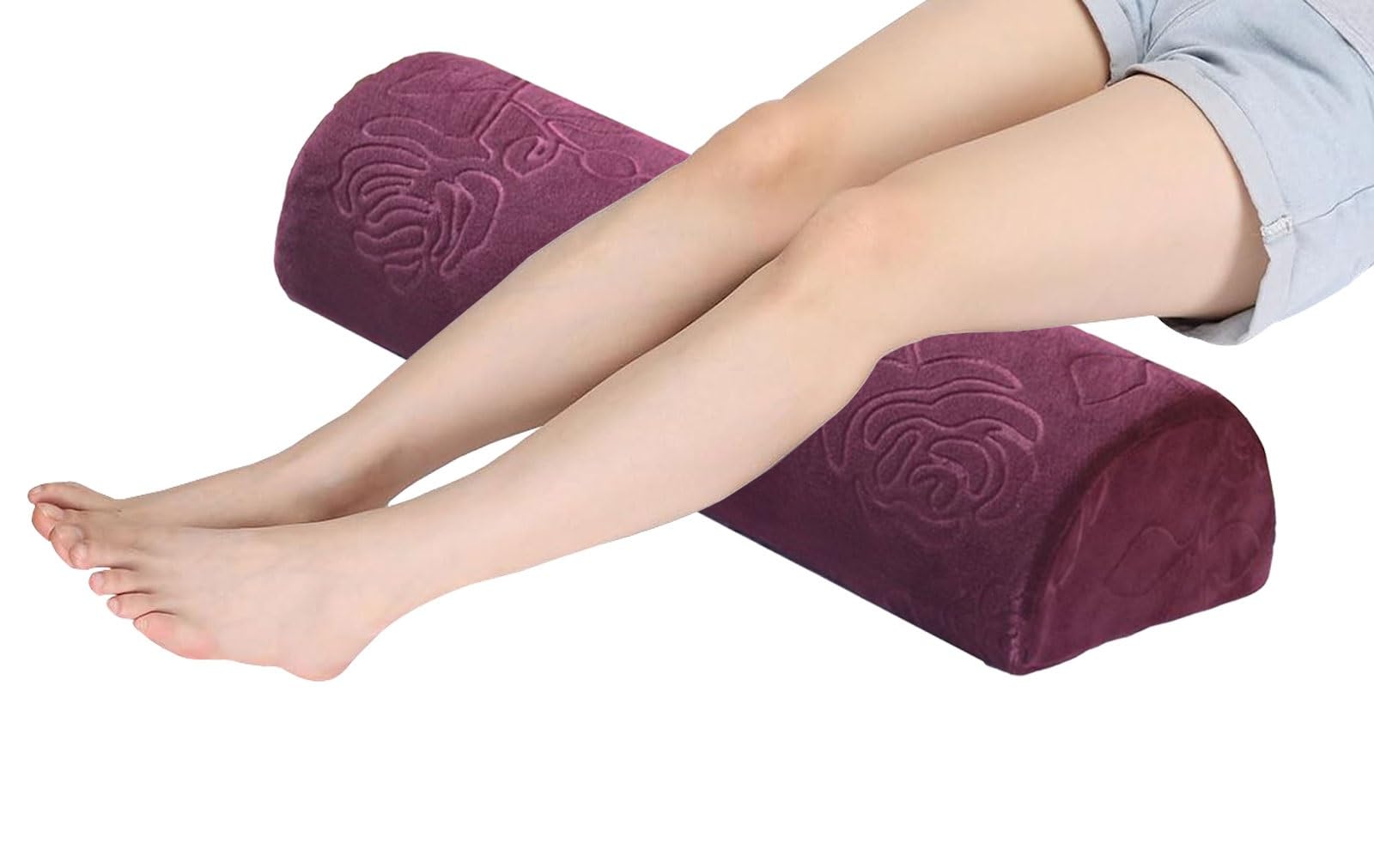 Bllmtear 04 Large Half Moon Bolster Pillow For Legs, Knees, Side Sleepers，Lower Back And Head, Memory Foam Leg Pillows For Sleeping Yoga Bed Half Moon Bolster Pillow With Pillowcase(,50X20x13cm/20X8x5in)