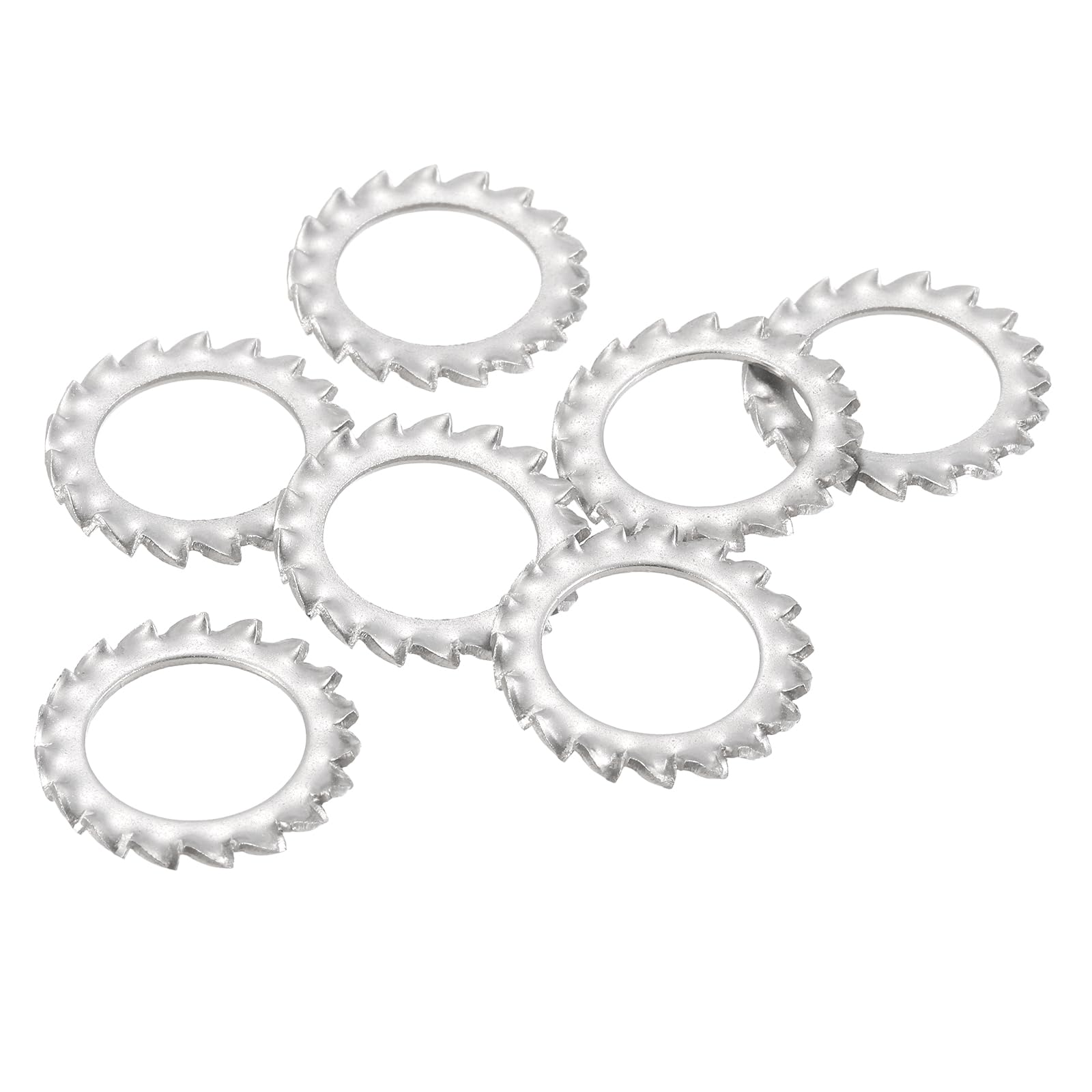 uxcell 100Pcs External Tooth Washers, M16 304 Stainless Steel External Serrated Washer for Mechanical Equipment Fasteners, Silver