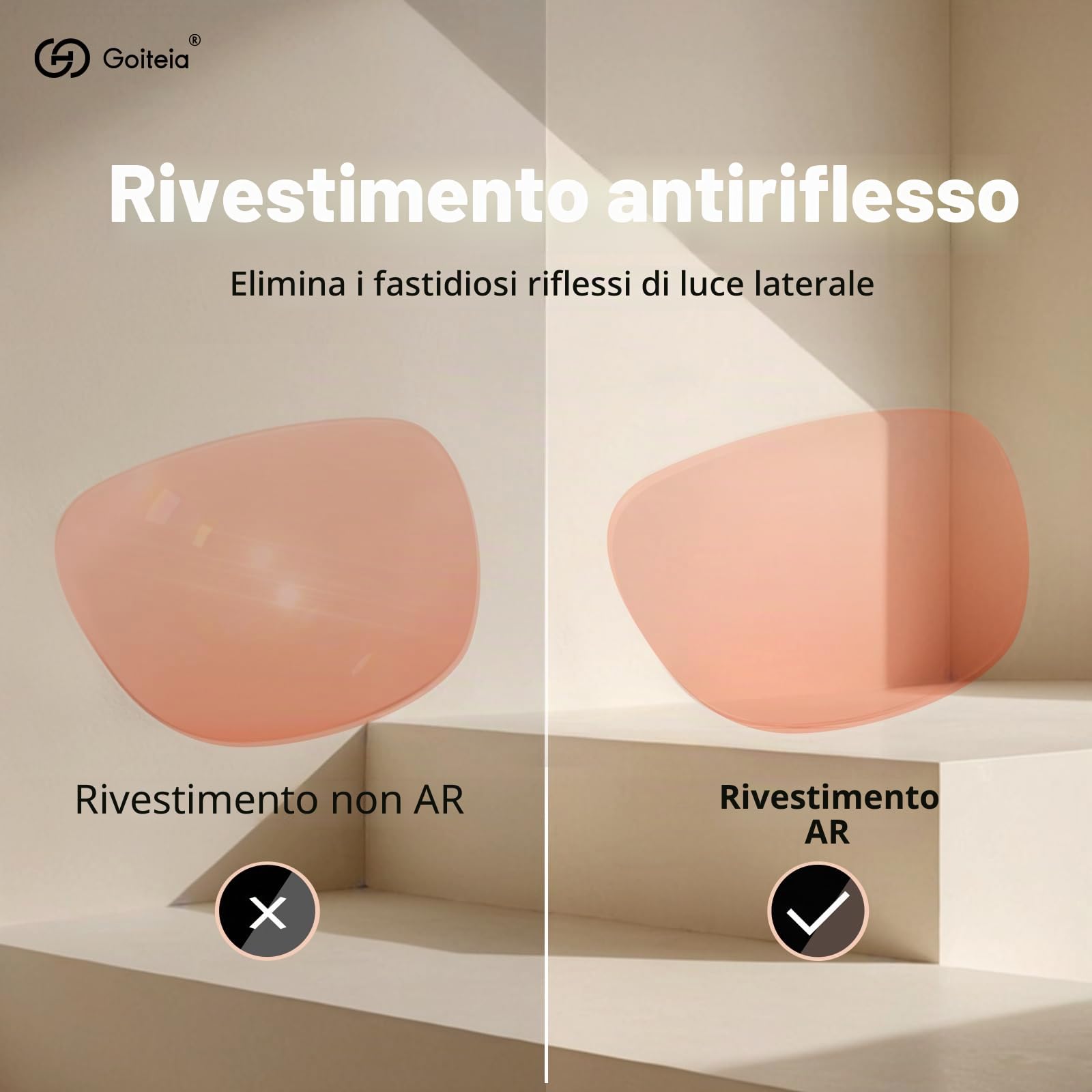 Goiteia FL-Rose - Occhiali con clip per emicrania, con clip, per bloccare la luce blu, per affaticamento degli occhi, sensibile alla luce, illuminazione a LED fluorescente/abbagliamento dello schermo