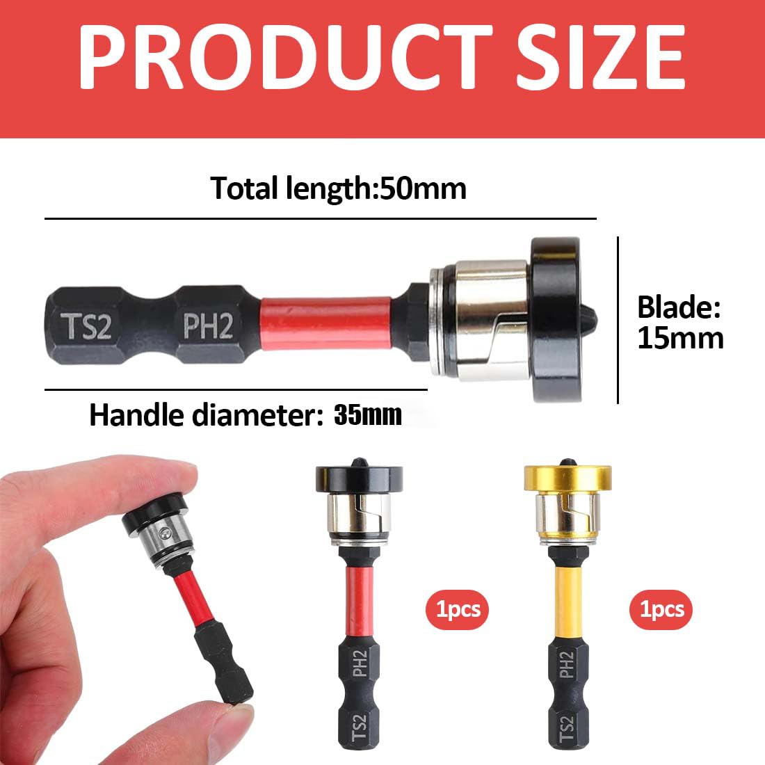 Set di 4 punte magnetiche PH2 da 1/4", punta cacciavite a posizionamento per gesso e pareti a secco, Regolazione Profondità Vite, Adatto per Avvitatori e Trapani a Batteria