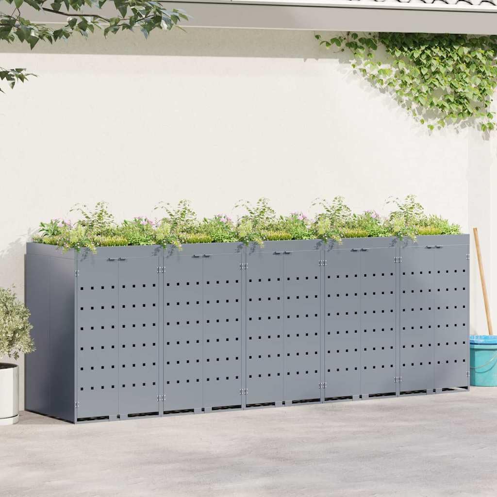 Genérico Almacenamiento de Cubos Wheelie para 5 Cubos Gris Claro,Casa y jardín,Productos del hogar,Accesorios para contenedores de residuos,Soportes para contenedores de residuos-3394751