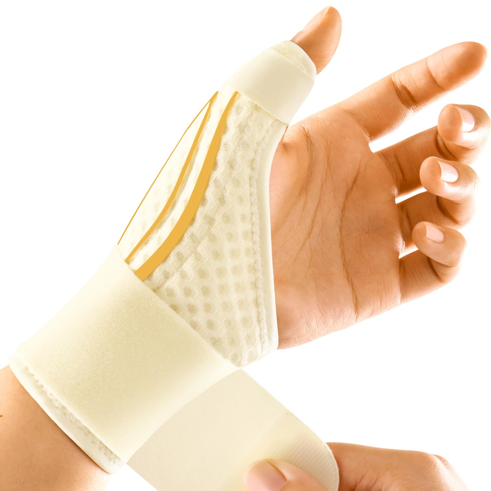FREETOO Stabil-Dünn Daumenbandage Links Damen & Herren, Daumenschiene Links Rhizarthrose, Schnappdaumen, Sattelgelenk, Daumen Orthese bei Arthrose, Rhizarthrose, Daumensattelgelenk Orthese (Beige M)