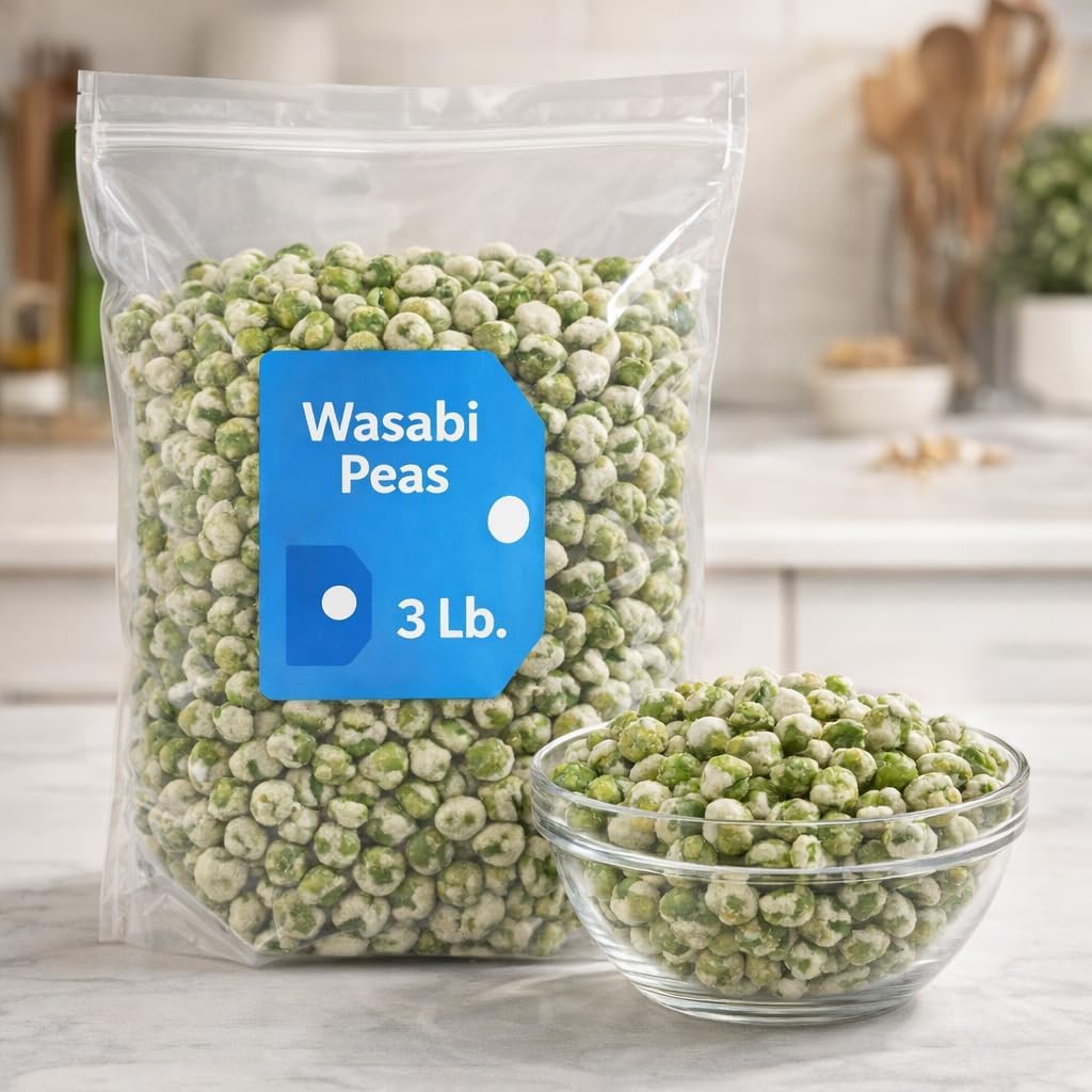 Crispy Wasabi Peas, 3 lb, Spicy Crunchy Gluten-Free Snack for Parties