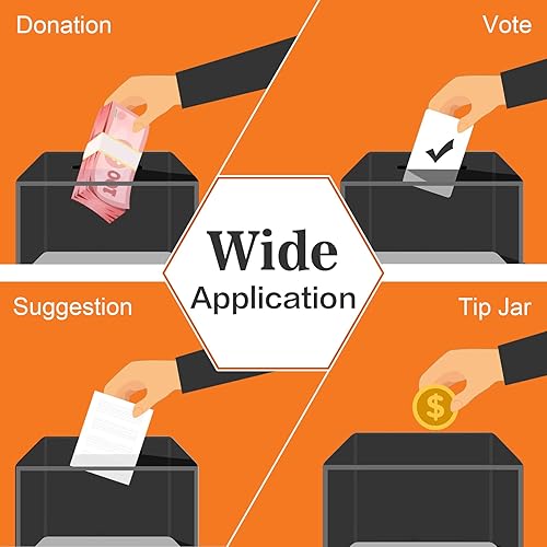 Miniatura 8 de KYODOLED Caja de donación negra con cerradura, urna con soporte para letreros, caja de sugerencias para votar, caja de rifas, tarro de puntas de 6.2