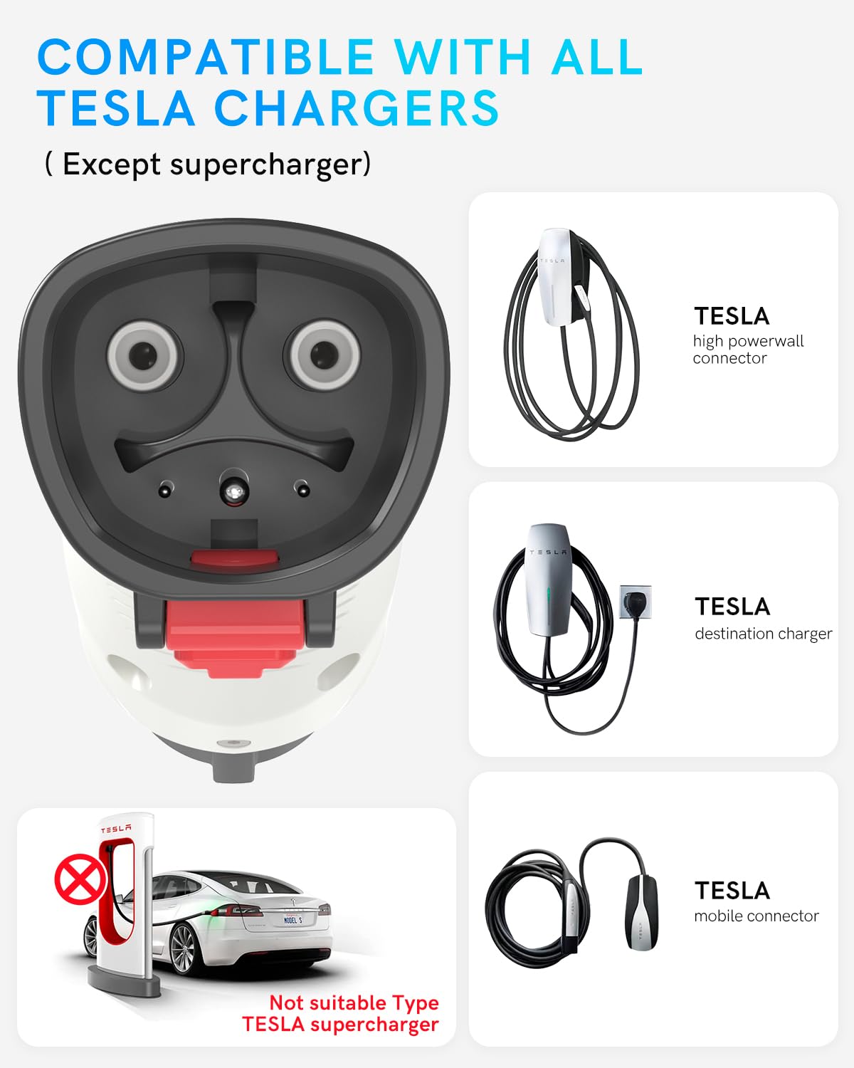 Amazon.com: EV Charger Adapter for Tesla to J1772, Up to 60A 250V