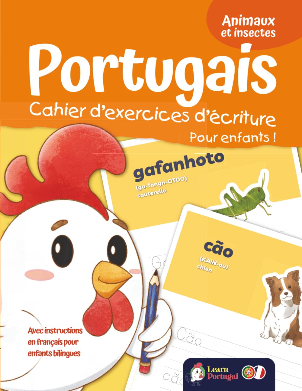 Portugais - Cahier d'exercices d'écriture pour enfants ! Animaux et insectes (Cahier d'exercices d'écriture portugaise européenne pour enfants !)