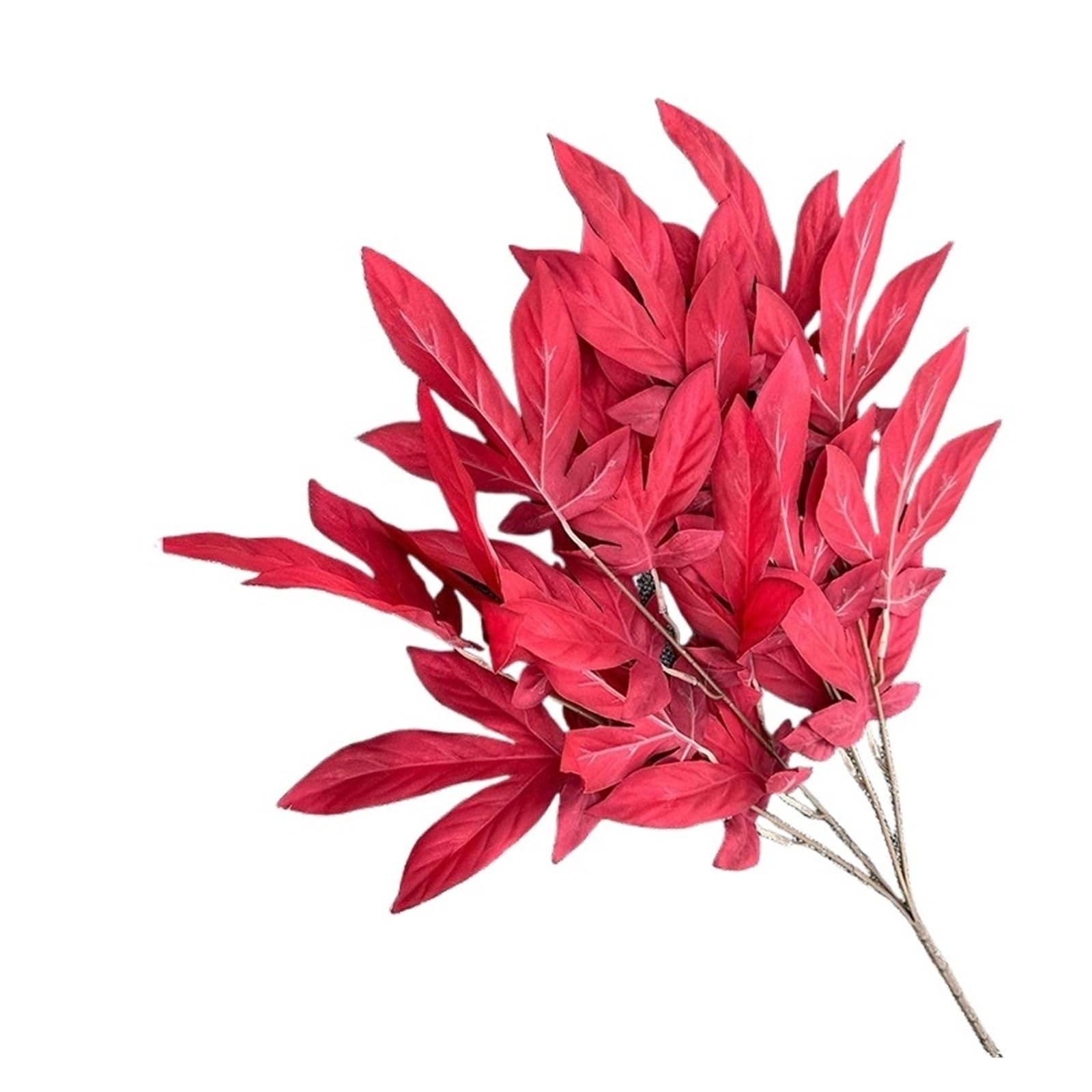 1PC Artificial Plants Silk Leaves Pink Wedding Decoration Bouquet Fake Plant Leaf Home Decor(Red)