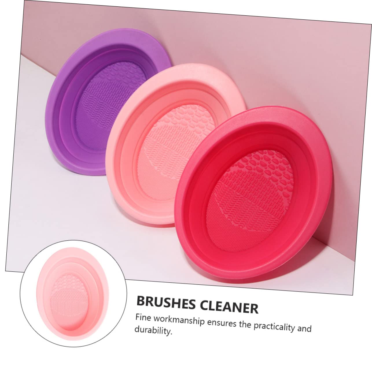 FRCOLOR 3 Pezzi Di Detergente Per Pennelli Da Trucco in Silicone Portatile Per La Casa E Il Salone.