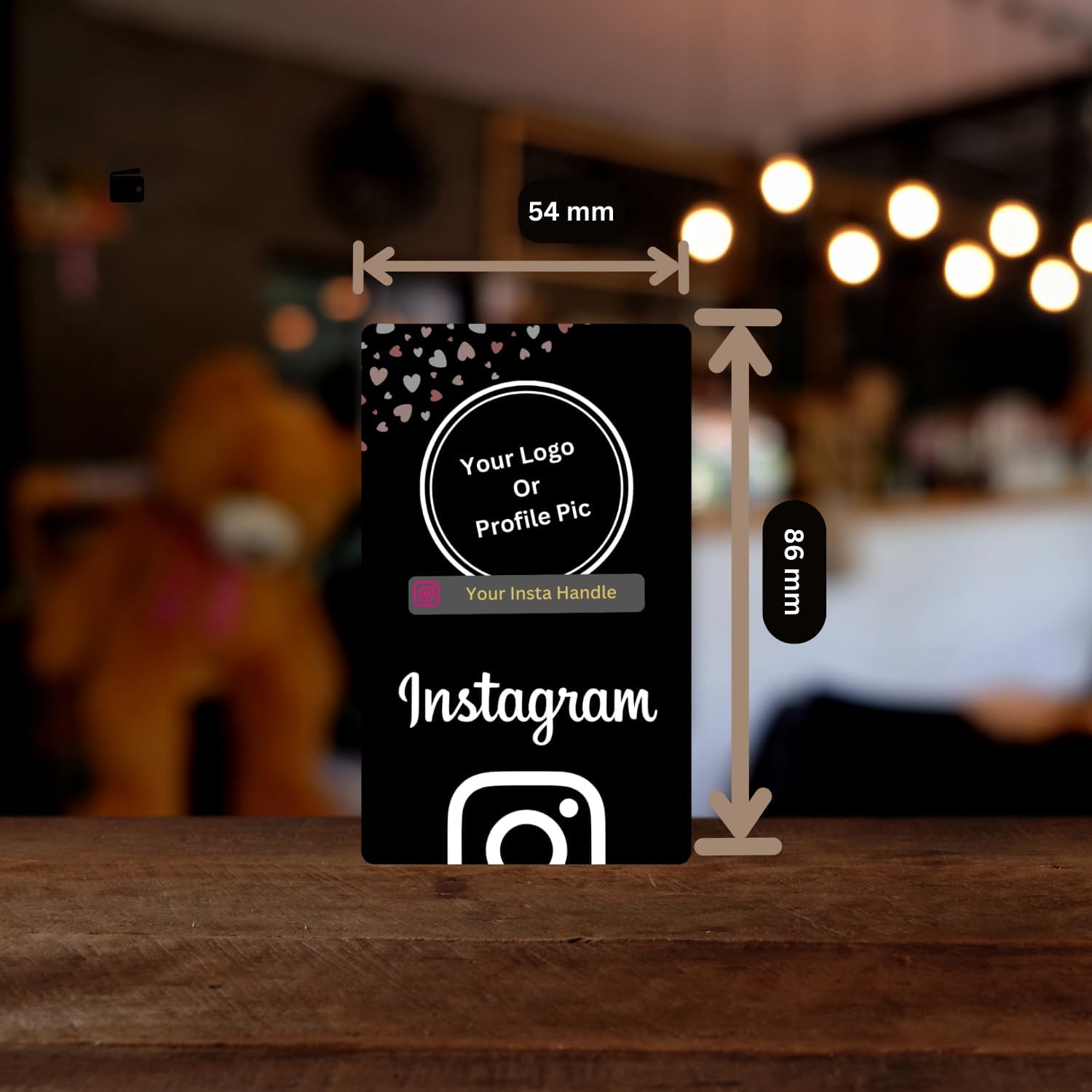 Custom Instagram NFC Card | With QR | With Logo & handle | 4K UV Printed | Black